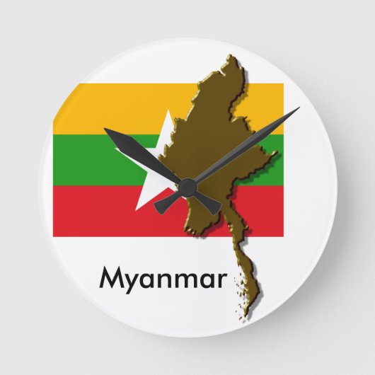 Myanmar Runde Wanduhr Ronde Klok (Voorkant)