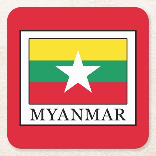 Myanmar Vierkante Kartonnen Onderzetter (Voorkant)