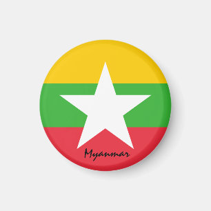 Myanmar vlag & Azië - sport/sportfans Magneet