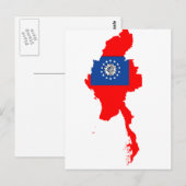 Myanmar vlag-kaart briefkaart (Voorkant / Achterkant)