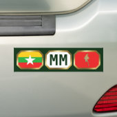 Myanmar Vlag Landkaart Code Bumpersticker (Op auto)