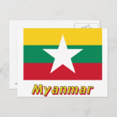 Myanmar vlag met naam  briefkaart (Voorkant / Achterkant)