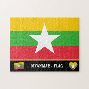 Myanmar vlag & Myanmar land/Myanmar Legpuzzel