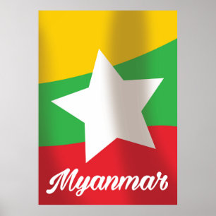 Myanmar vlag reisposter poster