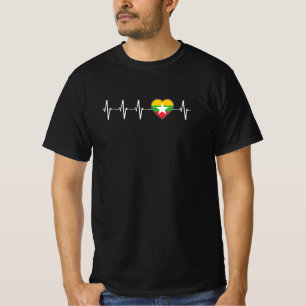 Myanmarese hartslag I Love Myanmar Flag Heart T-shirt