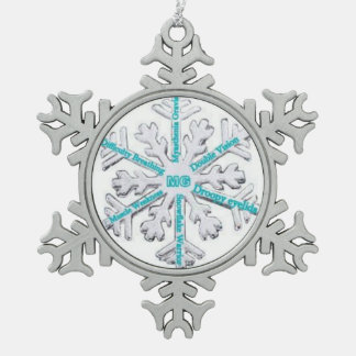 Myasthenia Gravis Awareness Blauwgroen PewterOrnam Tin Sneeuwvlok Ornament