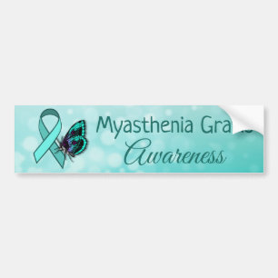 Myasthenia gravis awareness Blauwgroen vlinderlint Bumpersticker