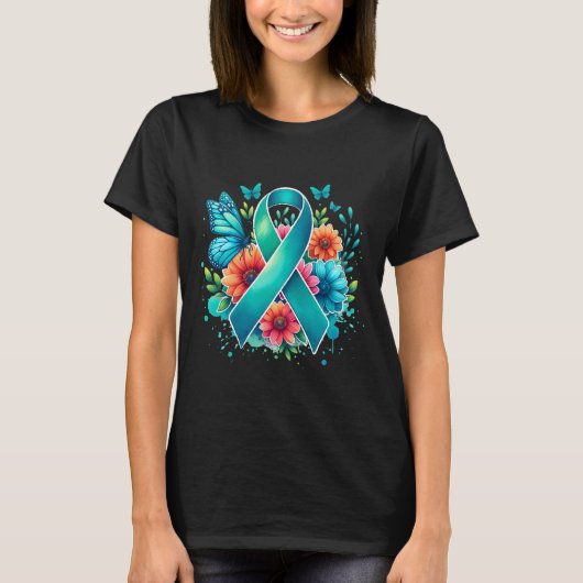 Myasthenia gravis Blauwgroen bewustzijnslint T-shirt (Voorkant)
