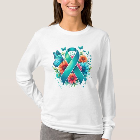 Myasthenia gravis Blauwgroen bewustzijnslint T-shirt (Voorkant)