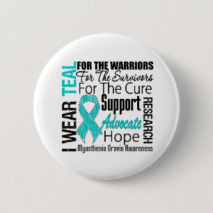 Myasthenia Gravis I Draag Blauwgroen lintverdeling Ronde Button 5,7 Cm