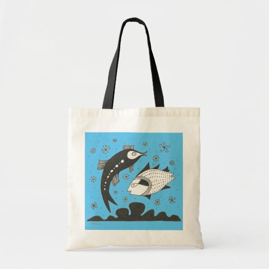 Myceense Grieks geïnspireerd Blue Fish Canvas tas (Voorkant)