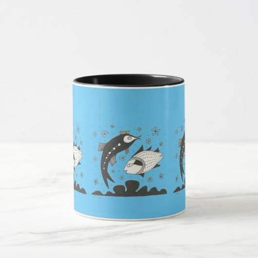 Myceense Grieks geïnspireerd Blue Fish Mok (Midden)