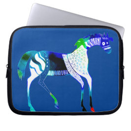Myceense Grieks geïnspireerd Blue Horse Laptop Hoe Sleeve