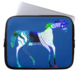 Myceense Grieks geïnspireerd Blue Horse Laptop Hoe Sleeve