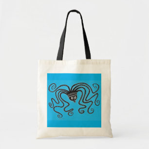 Myceense Griekse geïnspireerde blauwe octopus Canv Tote Bag
