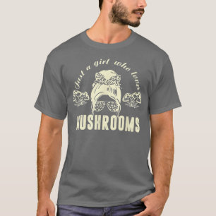 Mycologie paddenstoel, gewoon een meisje dat van o t-shirt