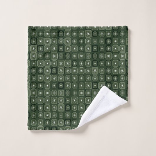 Mydeas | Donkergroene Sparkle Line Retro Squares Bad Handdoek (Wasdoekje)