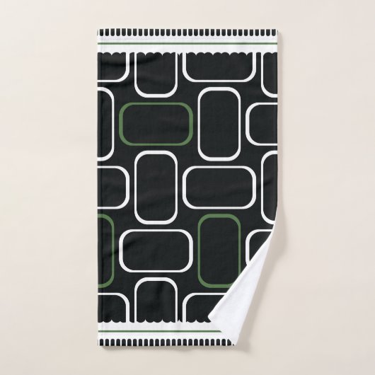 Mydeas | Rectangles vertes noir et blanc (Serviette à main)