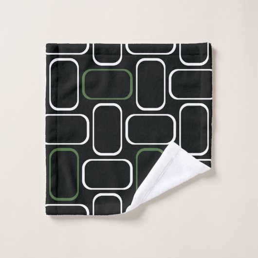 Mydeas | Rectangles vertes noir et blanc (Gant de toilette)
