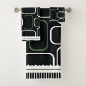 Mydeas | Zwart-wit groene rechthoeken Bad Handdoek (Insitu)