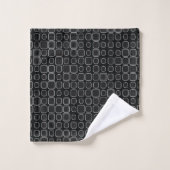 Mydeas | Zwart-wit omtrek retro vierkanten Bad Handdoek (Wasdoekje)