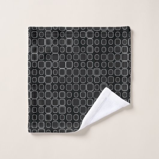 Mydeas | Zwart-wit omtrek retro vierkanten Bad Handdoek (Wasdoekje)