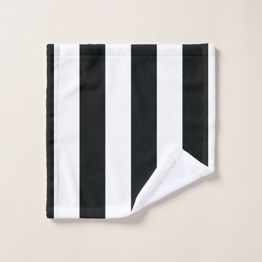 Mydeas | Zwarte en witte brede strepen Bad Handdoek (Wasdoekje)
