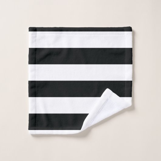 Mydeas | Zwarte en witte brede strepen Bad Handdoek (Wasdoekje)