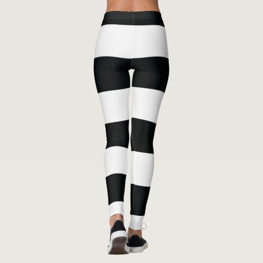 Mydeas | Zwarte en witte brede strepen Leggings (Achterkant)