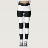 Mydeas | Zwarte en witte brede strepen Leggings (Voorkant)