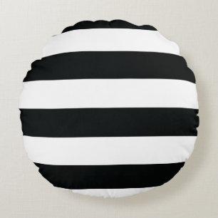 Mydeas Zwarte en witte brede strepen Rond Kussen