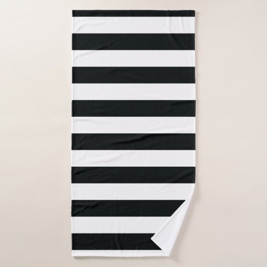 Mydeas | Zwarte en witte dikke strepen Badhanddoek (Badhanddoek)