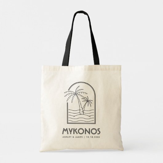 Mykonos bruiloft weekend bestemming bruiloft tote bag (Achterkant)
