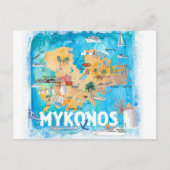 Mykonos Grèce Carte illustrée avec des monuments (Devant)