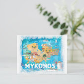 Mykonos Grèce Carte illustrée avec les routes prin (Debout devant)