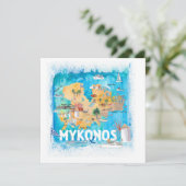 Mykonos Greece Illustrated Map met Landmarks Kaart (Staand voorkant)