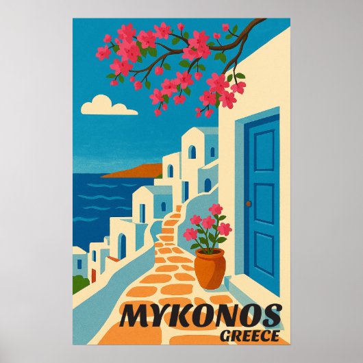 Mykonos Greece Seaside Travel  Poster (Voorkant)