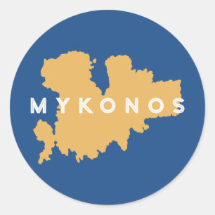 Mykonos Greece Silhouette Ronde Sticker