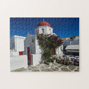Mykonos Greece Travel - Church Cafe Europe Tourism Legpuzzel