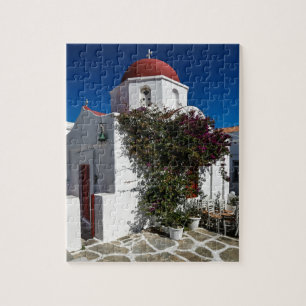 Mykonos Greece Travel - Church Cafe Europe Tourism Legpuzzel