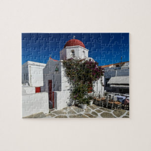 Mykonos Greece Travel - Church Cafe Europe Tourism Legpuzzel