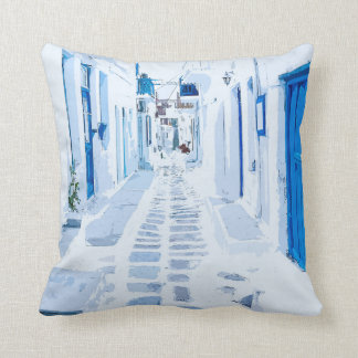 Mykonos Greece Waterverf Digital Painting Kussen