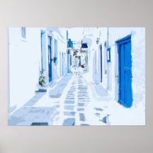 MyKonos Greece Waterverf Digital Painting