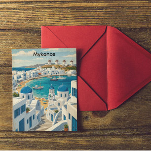 Mykonos Griekenland Architectuur Windmolens in vin Briefkaart