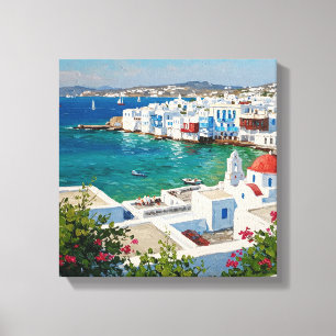 Mykonos Griekenland Griekse eilanden Klein Venetië Canvas Afdruk