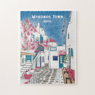 Mykonos Griekenland Kleurrijke Reis Kunst Legpuzzel