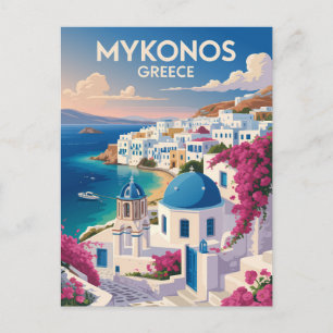 Mykonos Griekenland Kust Reis Kunst Vintage Briefkaart