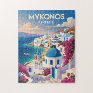 Mykonos Griekenland Kust Reis Kunst Vintage Legpuzzel