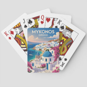 Mykonos Griekenland Kust Reis Kunst Vintage Pokerkaarten