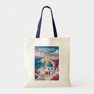 Mykonos Griekenland Kust Reis Kunst Vintage Tote Bag